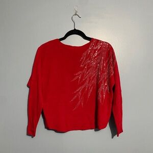 Red bedazzled sweater